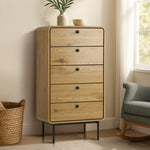 5 Chest of Drawers Dresser Tallboy Wooden Handle Natural & Black