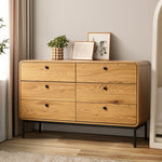 Chest Of Drawers 6 Drawer Tallboy Storage Cabinet Natural Wood Finish