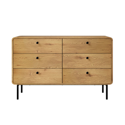 Chest Of Drawers 6 Drawer Tallboy Storage Cabinet Natural Wood Finish