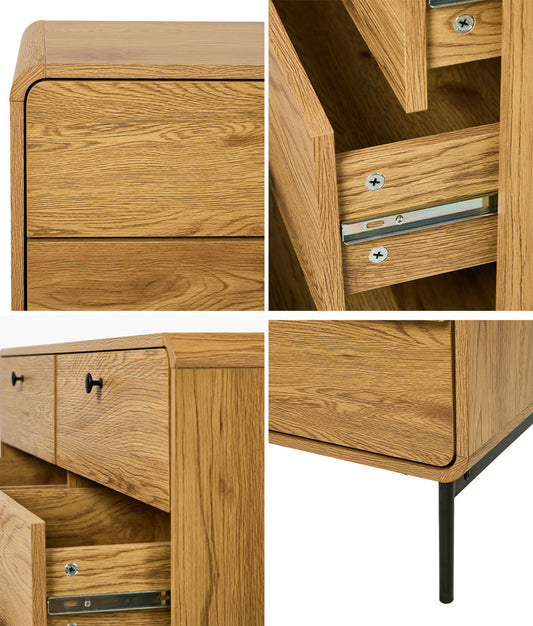 Chest Of Drawers 6 Drawer Tallboy Storage Cabinet Natural Wood Finish