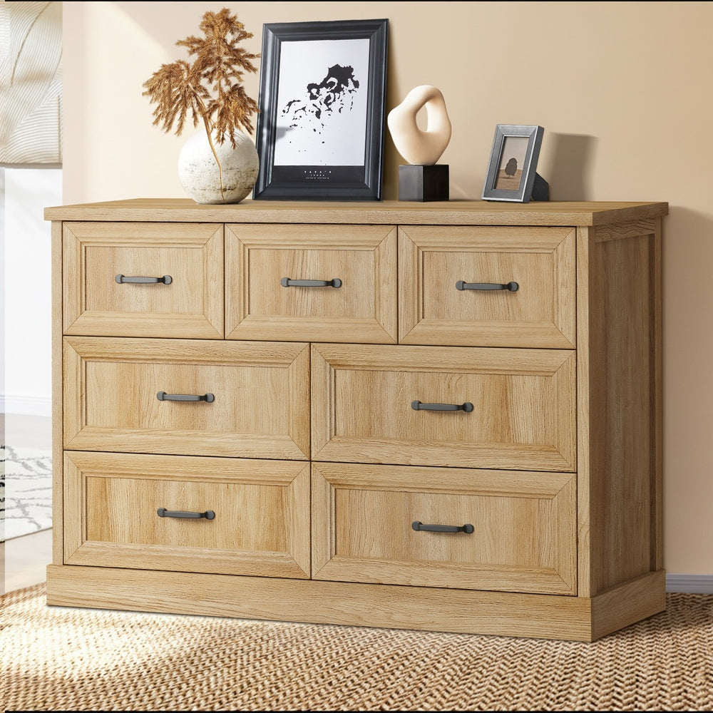 15 Drawer Tallboy Dresser Bedroom Storage Cabinet Natural Wood