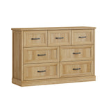 7 Drawer Tallboy Dresser Bedroom Storage Cabinet Natural Wood