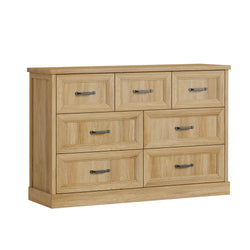 7 Drawer Tallboy Dresser Bedroom Storage Cabinet Natural Wood