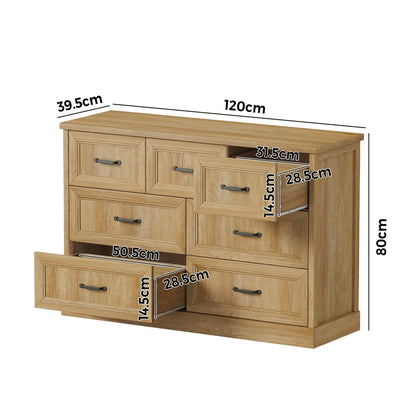 16 Drawer Tallboy Dresser Bedroom Storage Cabinet Natural Wood