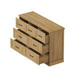 7 Drawer Tallboy Dresser Bedroom Storage Cabinet Natural Wood
