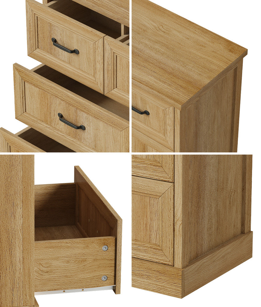8 Drawer Tallboy Dresser Bedroom Storage Cabinet Natural Wood