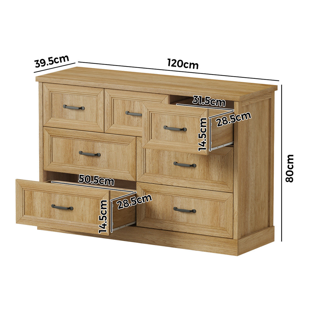 13 Drawer Tallboy Dresser Bedroom Storage Cabinet Natural Wood