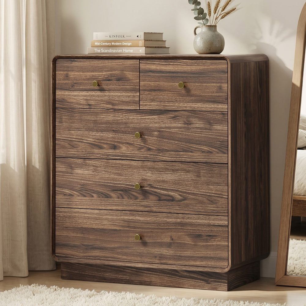 Tall Walnut Chest Of Drawers 80x39.5x91cm