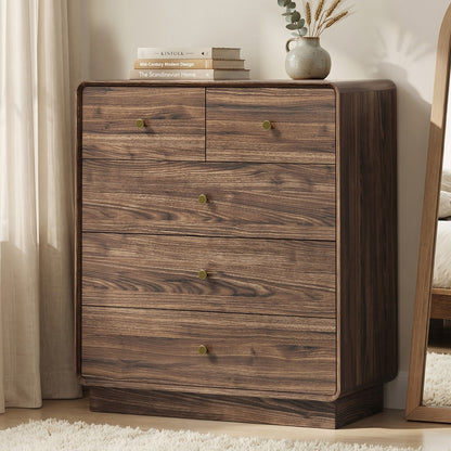 Tall Walnut Chest Of Drawers 80x39.5x91cm