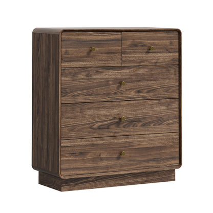 Tall Walnut Chest Of Drawers 80x39.5x91cm