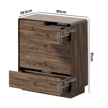 Tall Walnut Chest Of Drawers 80x39.5x91cm