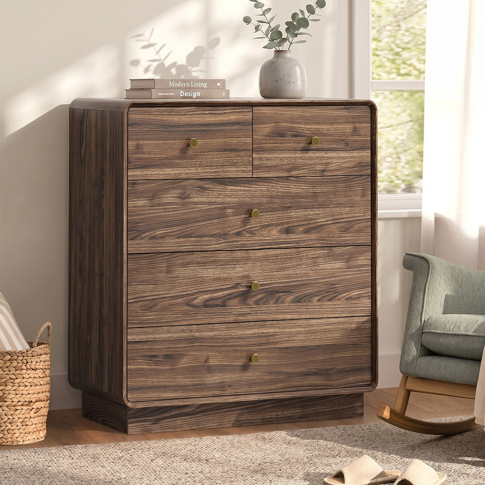 Tall Walnut Chest Of Drawers 80x39.5x91cm