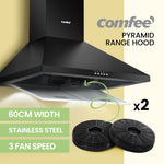 Comfee Rangehood 600Mm Home Kitchen Wall Mount With 2 Pcs Filter Replacement