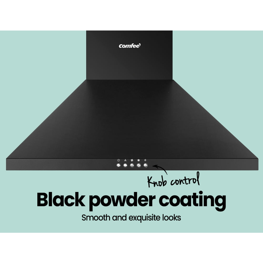 Comfee Rangehood 60cm Range Hood Home Kitchen Wall Mount Canopy LED lights Black,
