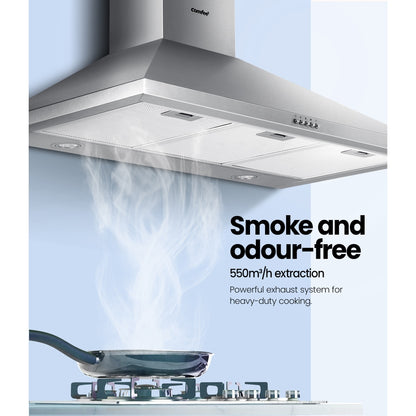 Comfee Rangehood 90cm Range Hood Stainless Steel Home Kitchen Canopy Vent,Adjustable