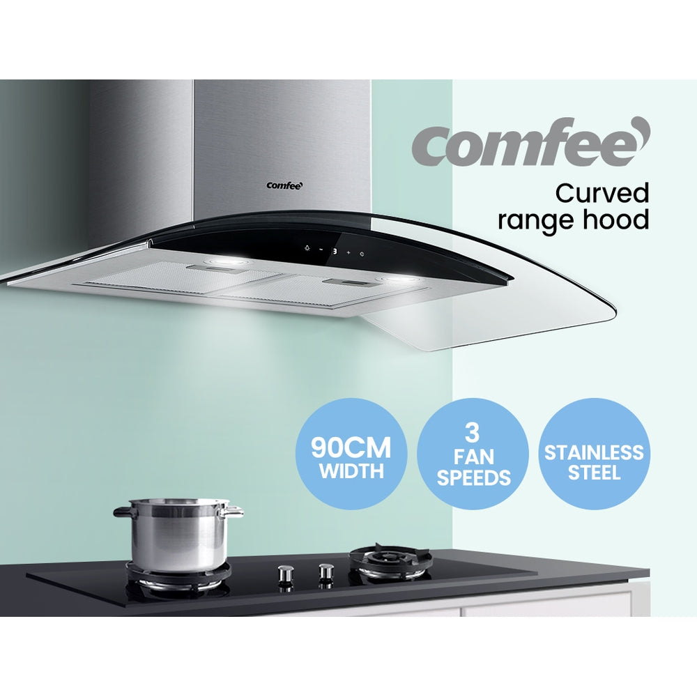 900mm Range Hood Stainless Steel LED Glass Home Kitchen