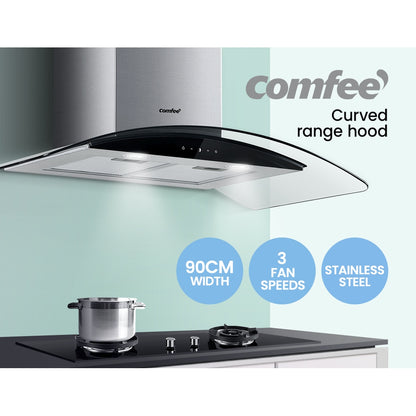 900mm Range Hood Stainless Steel LED Glass Home Kitchen