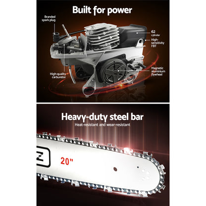 62Cc 20" Bar E-Start Pruning Chainsaw, Commercial Grade