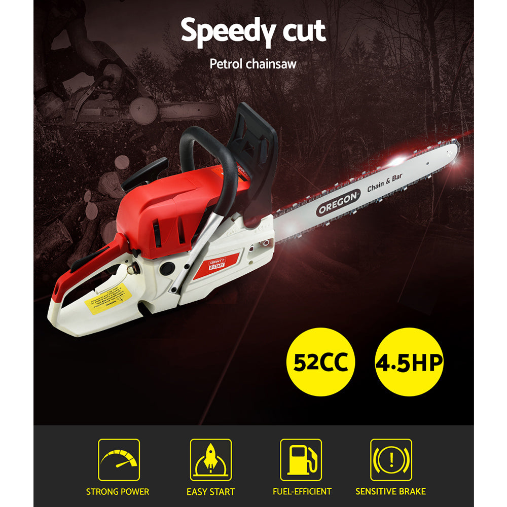 52Cc 20" Oregon Bar E-Start Pruning Chainsaw, Commercial Grade