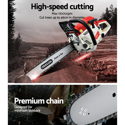 52Cc 20" Oregon Bar E-Start Pruning Chainsaw, Commercial Grade