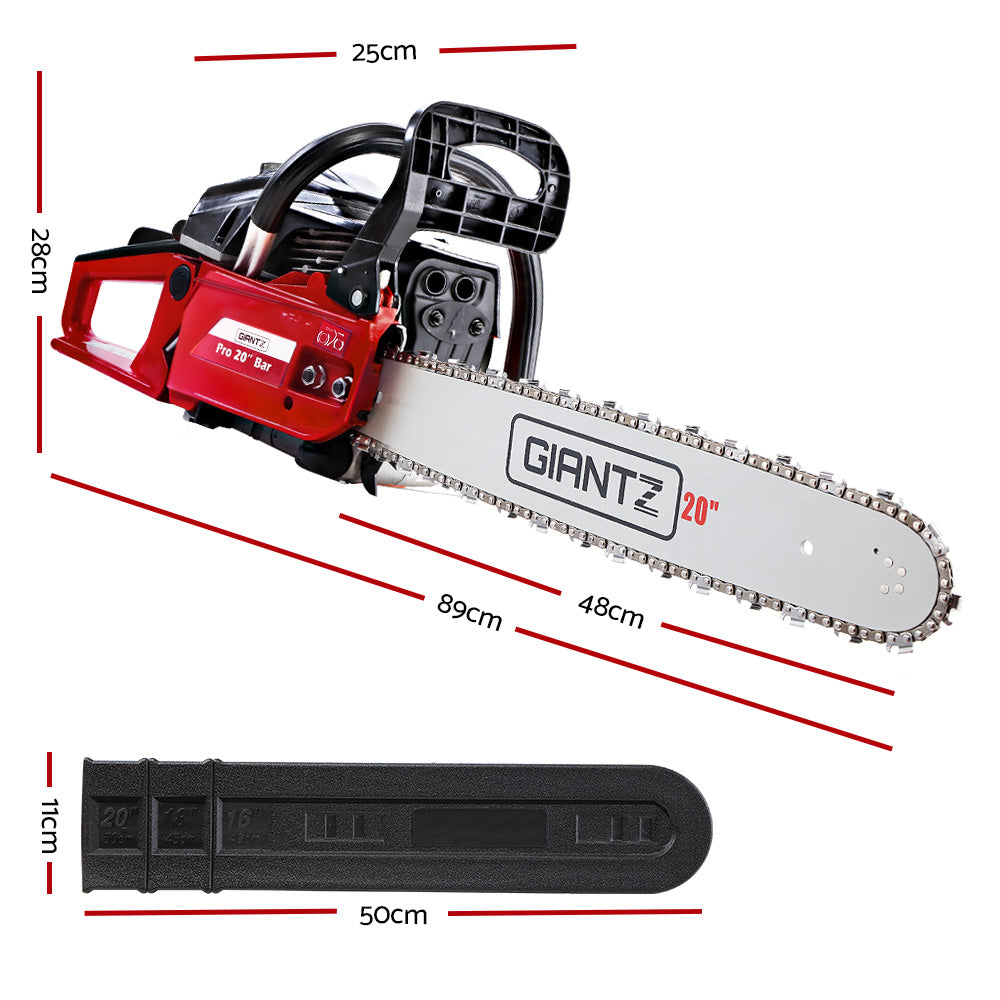 52CC Petrol Commercial Chainsaw Chain Saw Bar E-Start Black