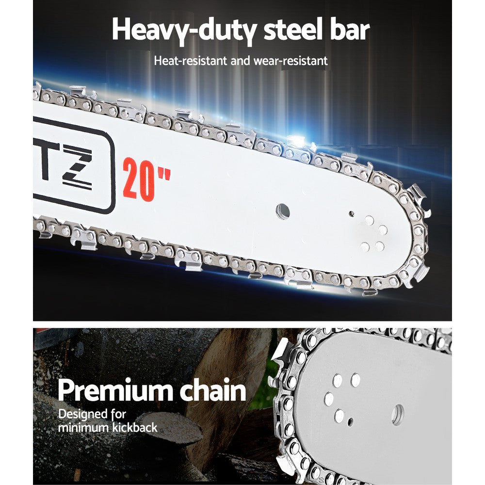 52CC Petrol Commercial Chainsaw Chain Saw Bar E-Start Black