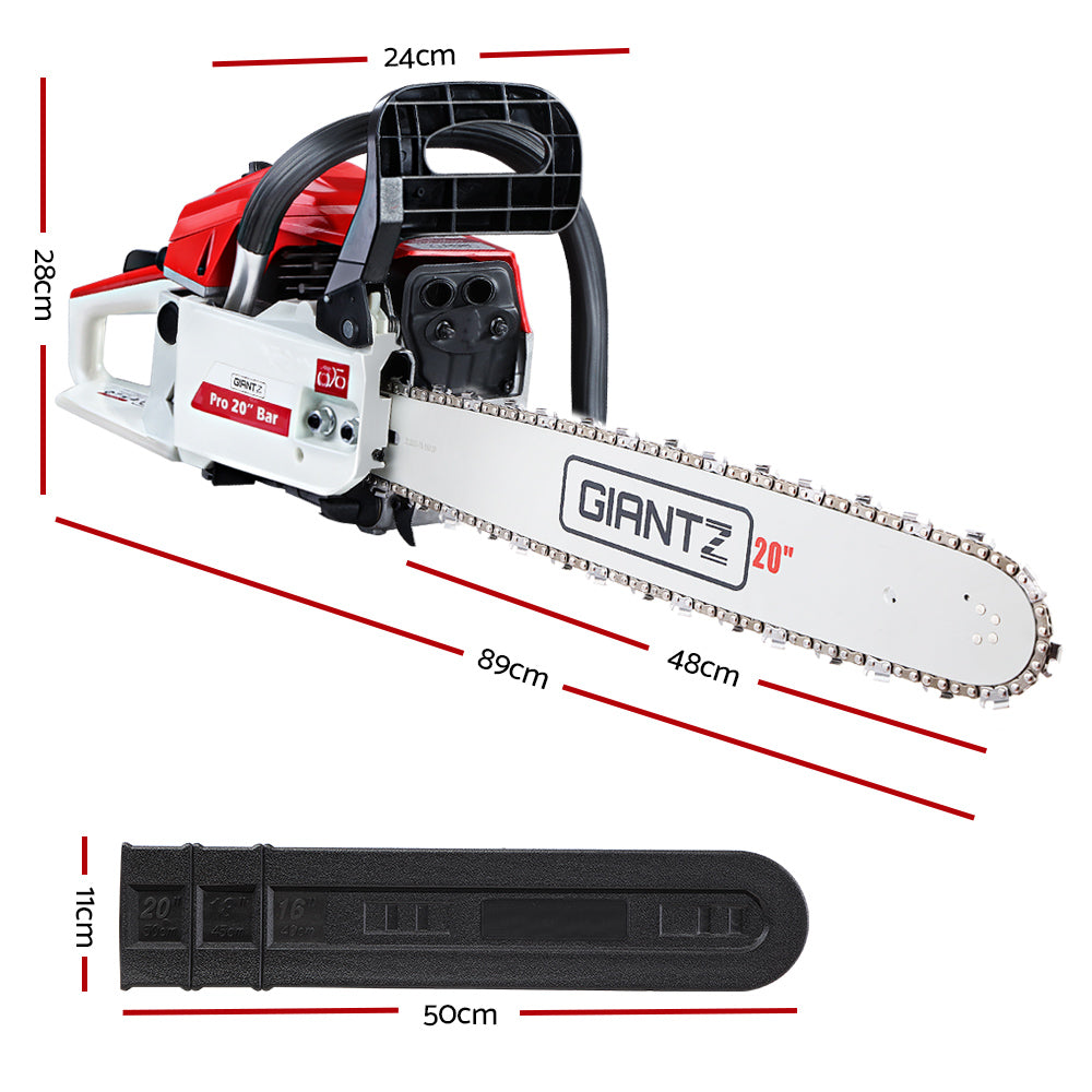 52Cc 20" Bar E-Start Pruning Chainsaw (White), Commercial Grade