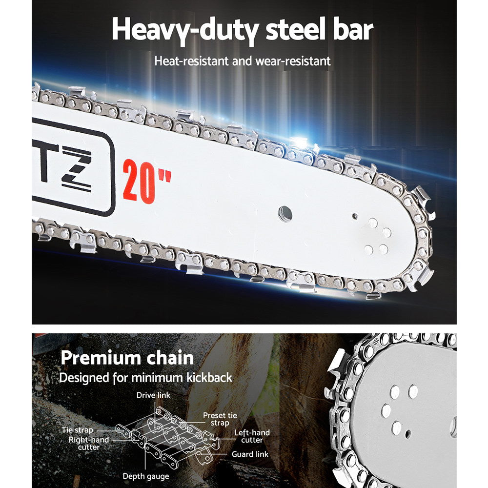 52Cc 20" Bar E-Start Pruning Chainsaw (White), Commercial Grade