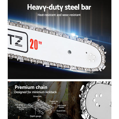 52Cc 20" Bar E-Start Pruning Chainsaw (White), Commercial Grade