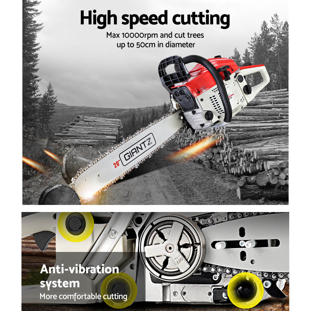 52Cc 20" Bar E-Start Pruning Chainsaw (White), Commercial Grade