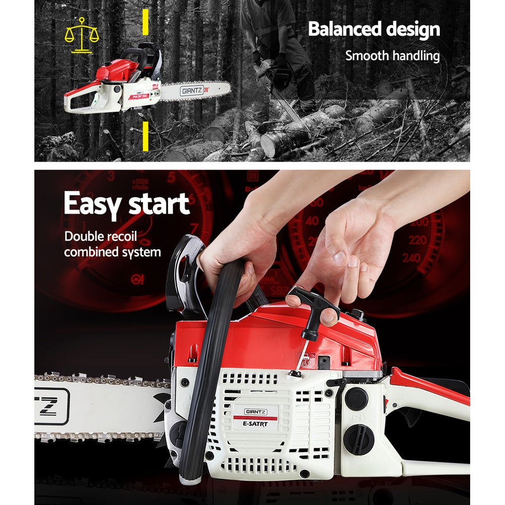 52Cc 20" Bar E-Start Pruning Chainsaw (White), Commercial Grade