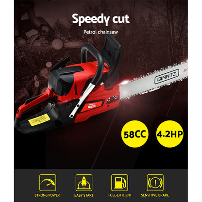58Cc 22" Bar E-Start Pruning Chainsaw, Commercial Grade
