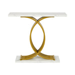 Marble Effect Console Table Hallway Side Desk White Gold 93.5x29.5x81cm