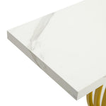 Marble Effect Console Table Hallway Side Desk White Gold 93.5x29.5x81cm
