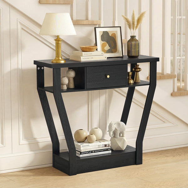  Console Table 1 Drawer Hallway Storage Black | HomeAndLiving