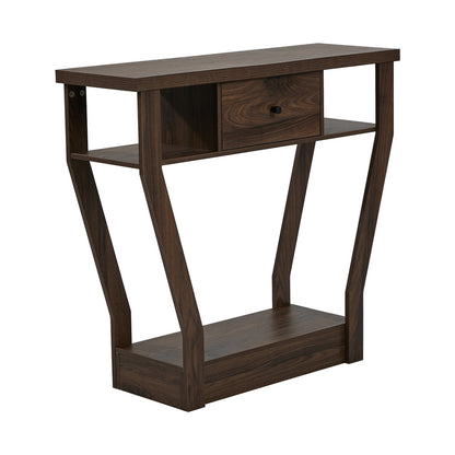 Console Table 1 Drawer Hallway Storage Walnut | HomeAndLivin