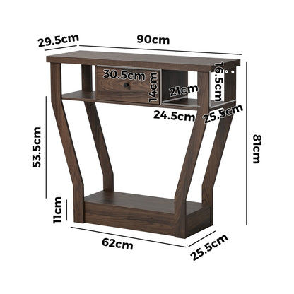 Console Table 1 Drawer Hallway Storage Walnut | HomeAndLivin