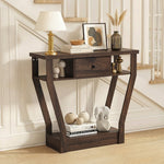 Console Table 1 Drawer Hallway Storage Walnut | HomeAndLivin