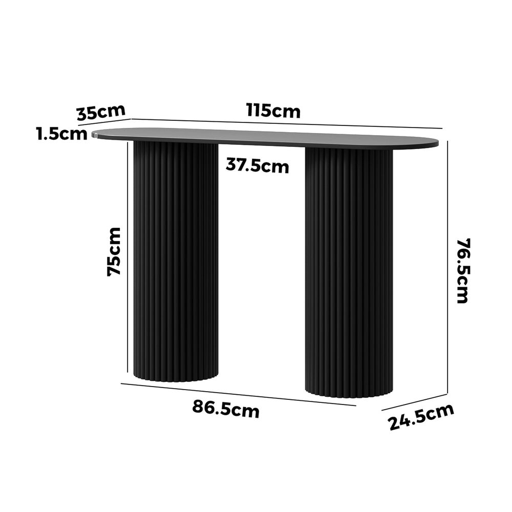 Black table 115x35x76.5cm, rear view