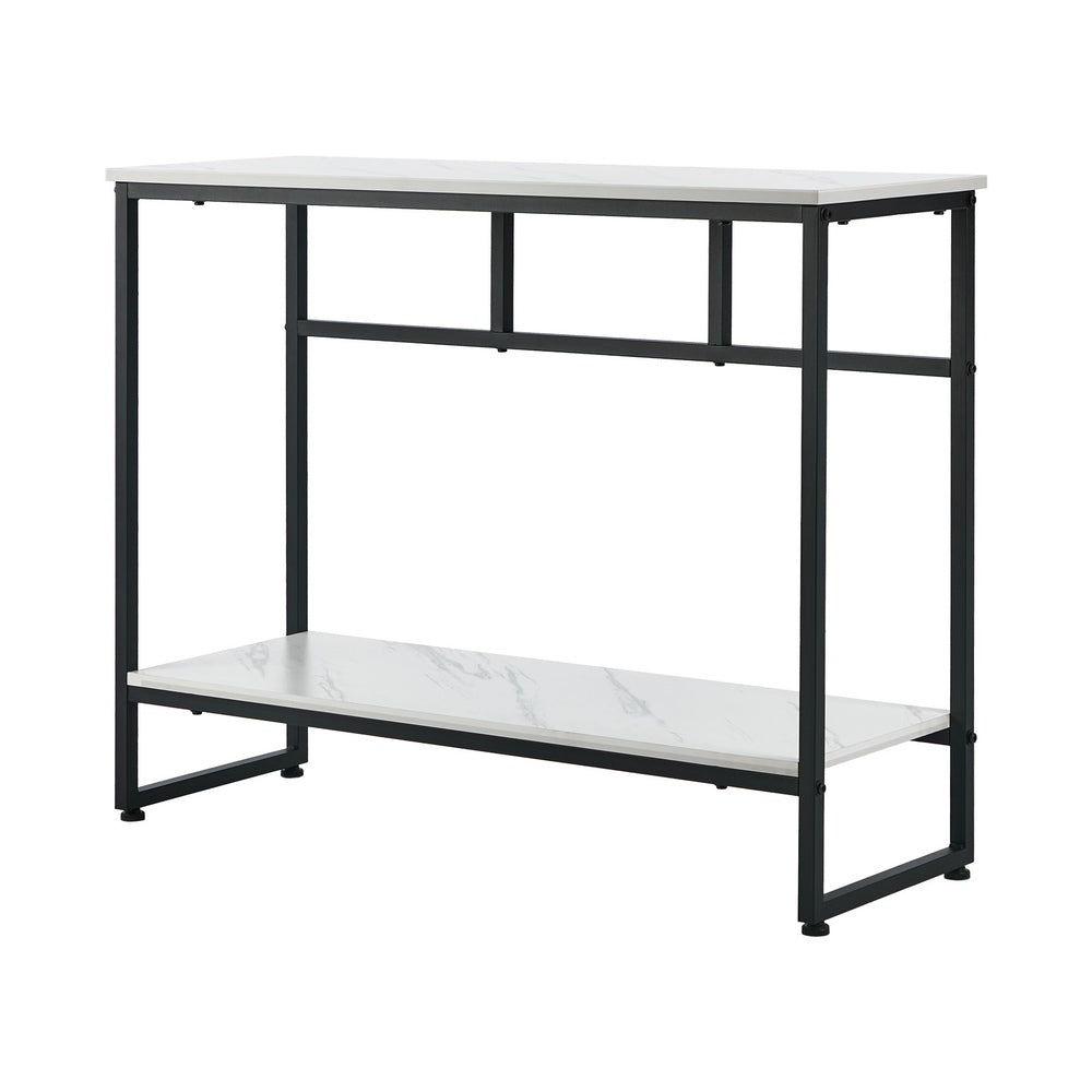 Console Table Hallway Marble Effect Metal Display Table White And Black/Gold