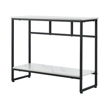 Console Table Hallway Marble Effect Metal Display Table White And Black/Gold
