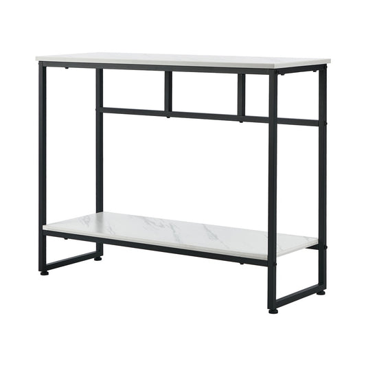 Console Table Hallway Marble Effect Metal Display Table White And Black/Gold
