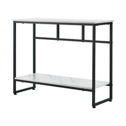 Console Table Hallway Marble Effect Metal Display Table White And Black/Gold