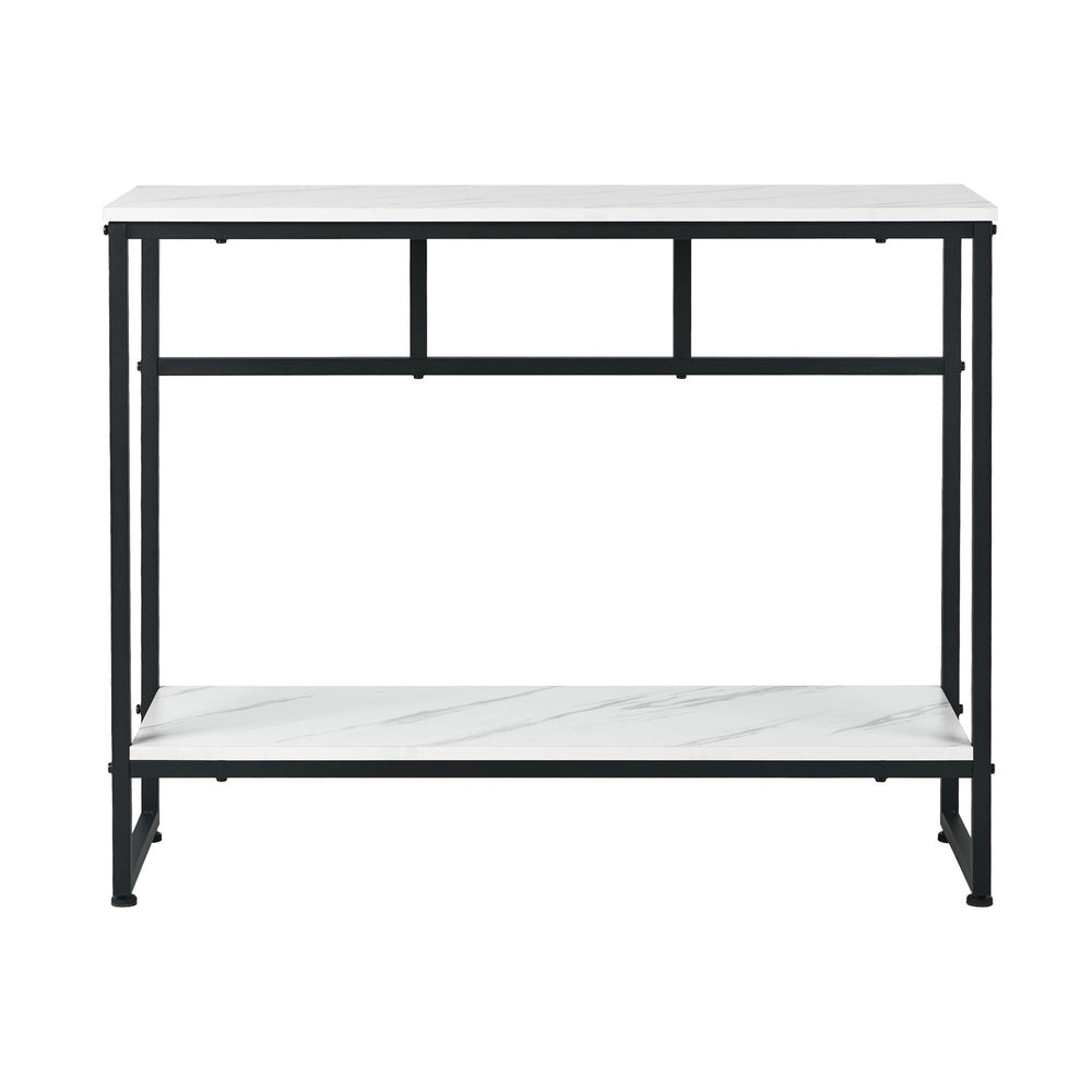 Console Table Hallway Marble Effect Metal Display Table White And Black/Gold
