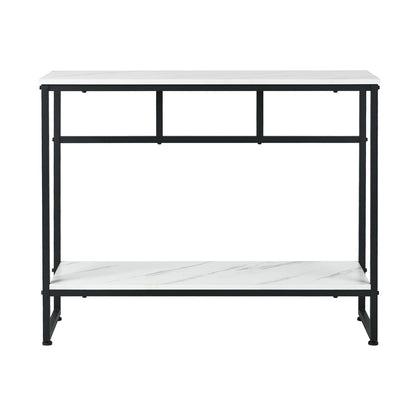 Console Table Hallway Marble Effect Metal Display Table White And Black/Gold
