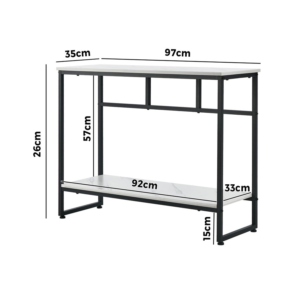 Console Table Hallway Marble Effect Metal Display Table White And Black/Gold