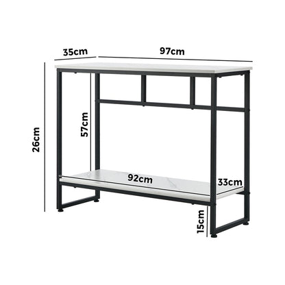 Console Table Hallway Marble Effect Metal Display Table White And Black/Gold