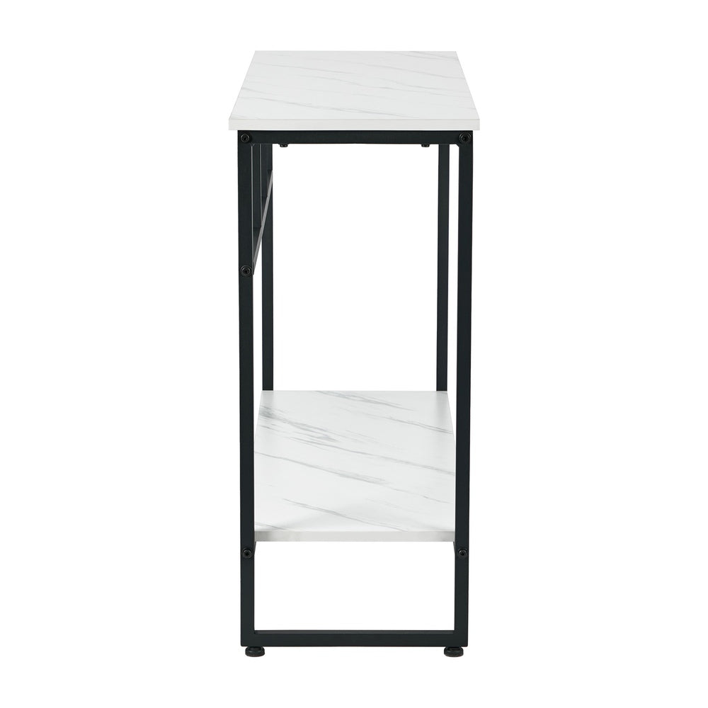 Console Table Hallway Marble Effect Metal Display Table White And Black/Gold
