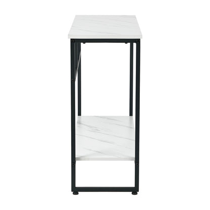 Console Table Hallway Marble Effect Metal Display Table White And Black/Gold