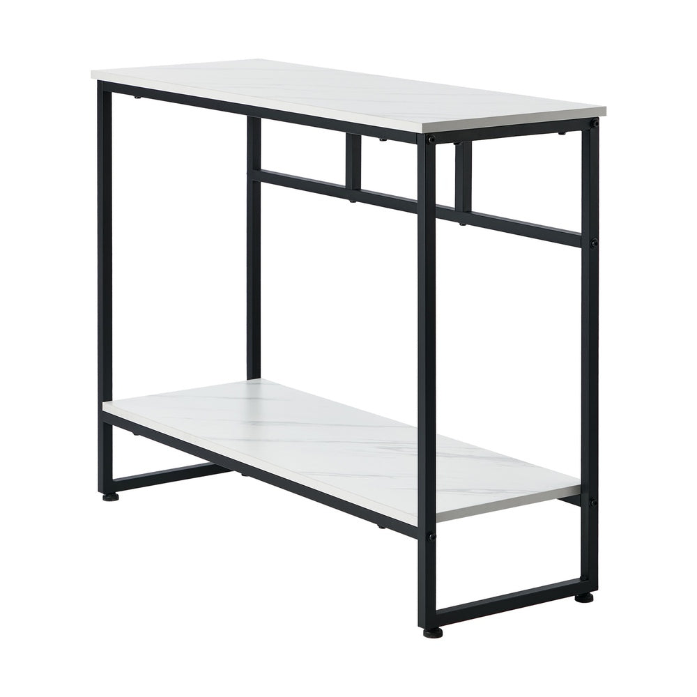 Console Table Hallway Marble Effect Metal Display Table White And Black/Gold